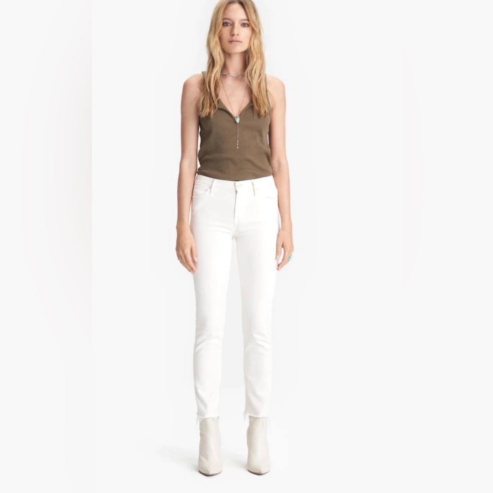 Mother The Rascal Crop Fray Cream Puffs 25 Raw Hem